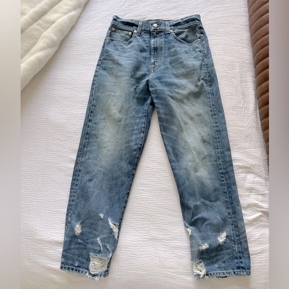 Rivet and Thread Distressed Jeans - Picture 5 of 13